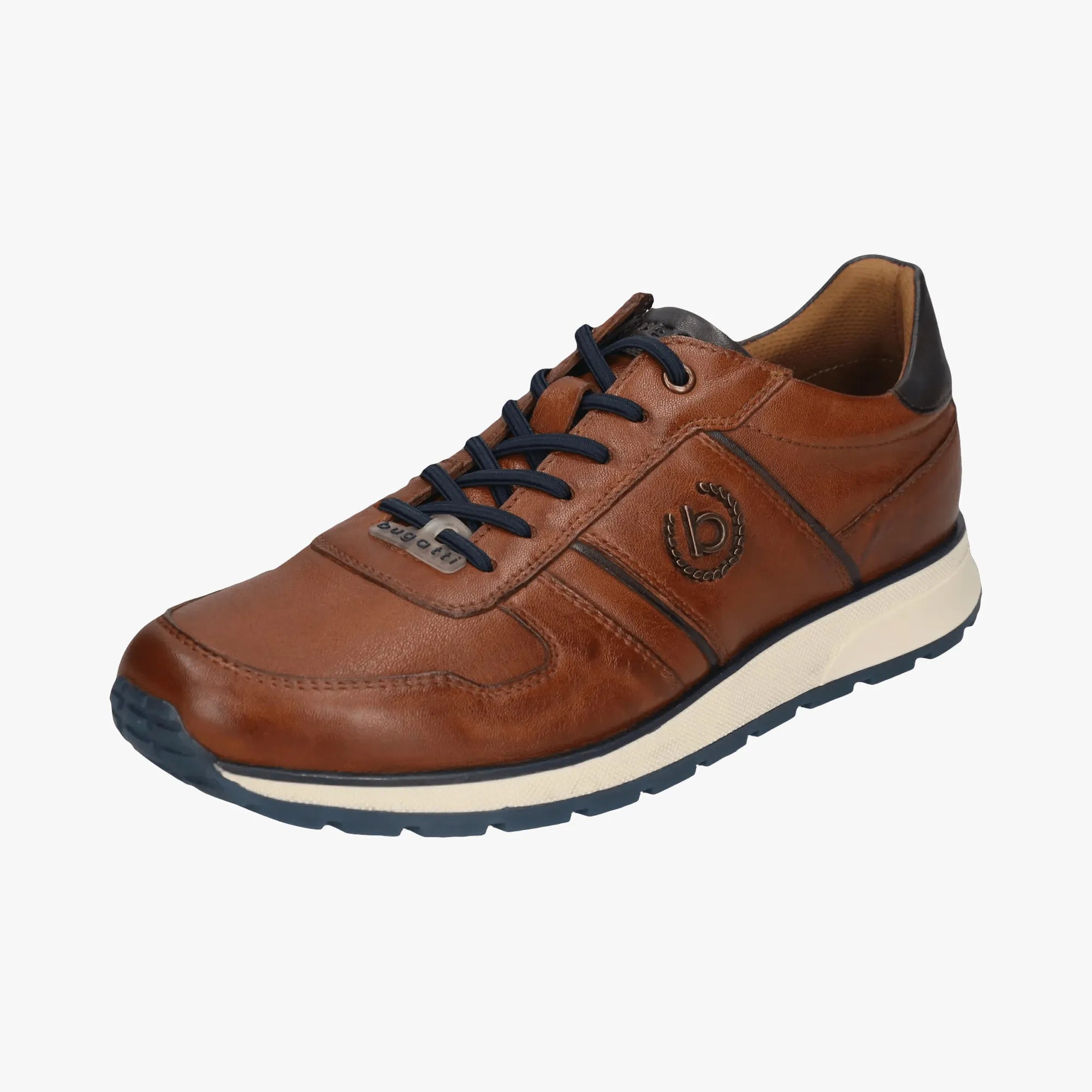 Bugatti Cognac Leather Men’s Trainer – Side Zip, Hand-Finished (331-APA03) - Leavys Shoes