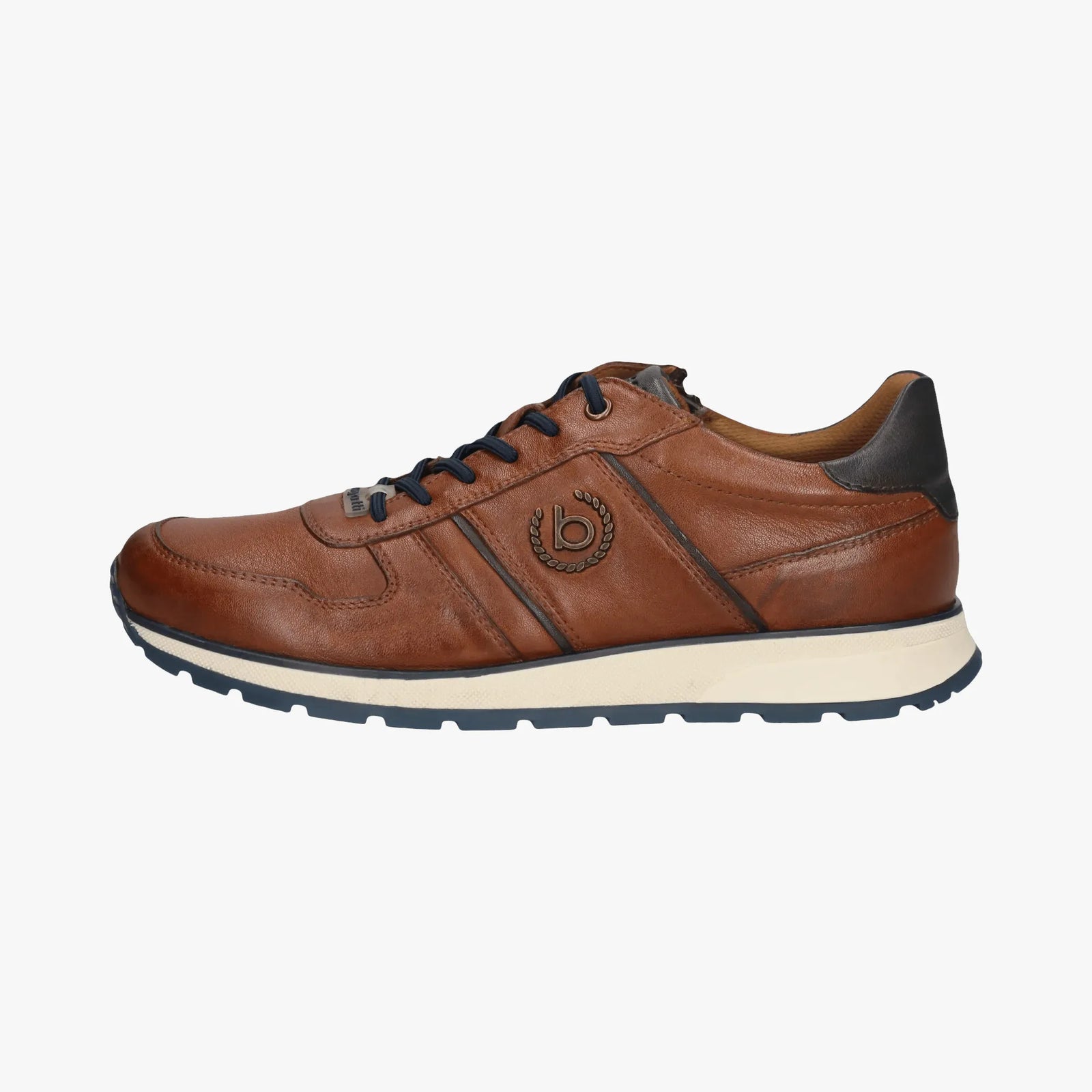 Bugatti Cognac Leather Men’s Trainer – Side Zip, Hand-Finished (331-APA03) - Leavys Shoes