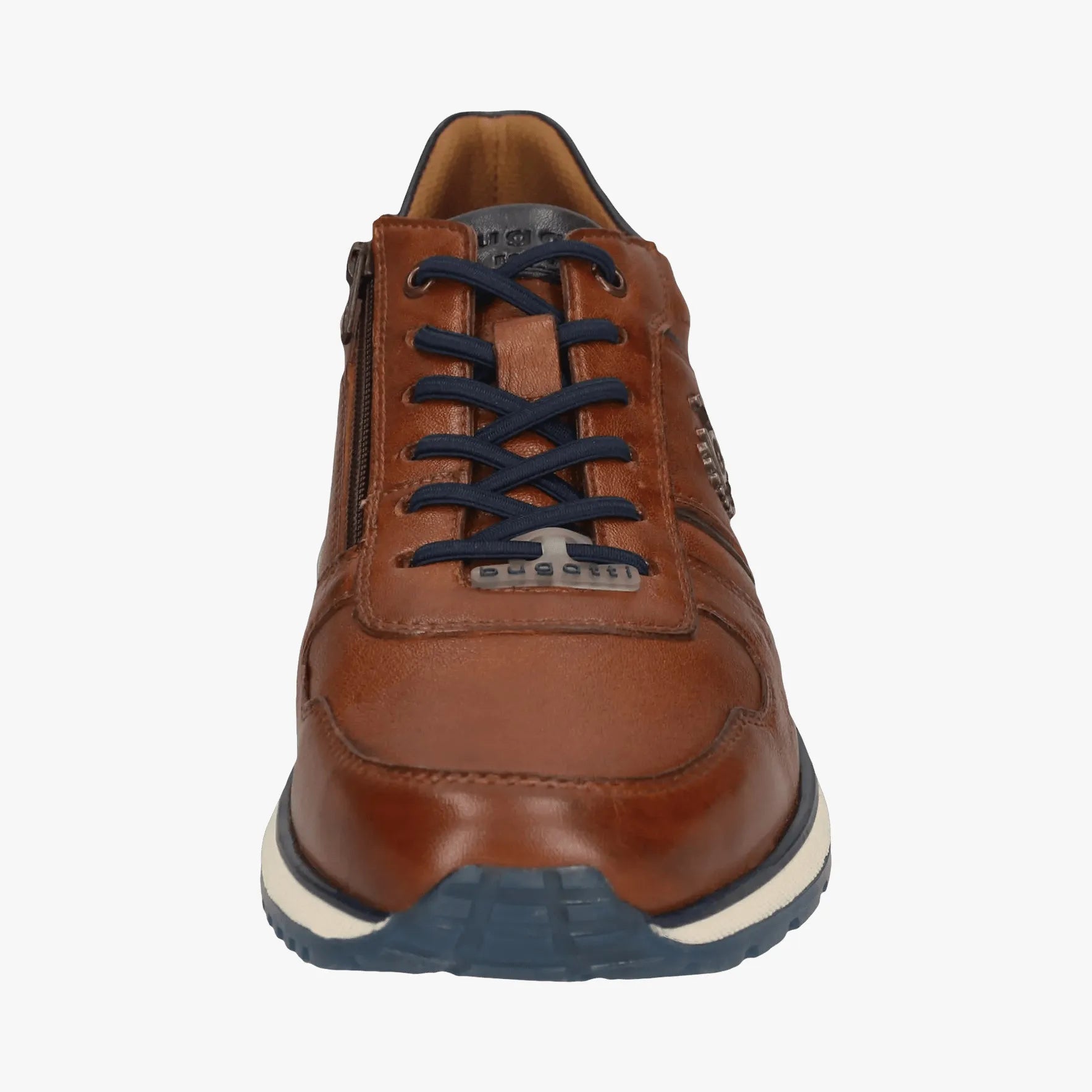 Bugatti Cognac Leather Men’s Trainer – Side Zip, Hand-Finished (331-APA03) - Leavys Shoes