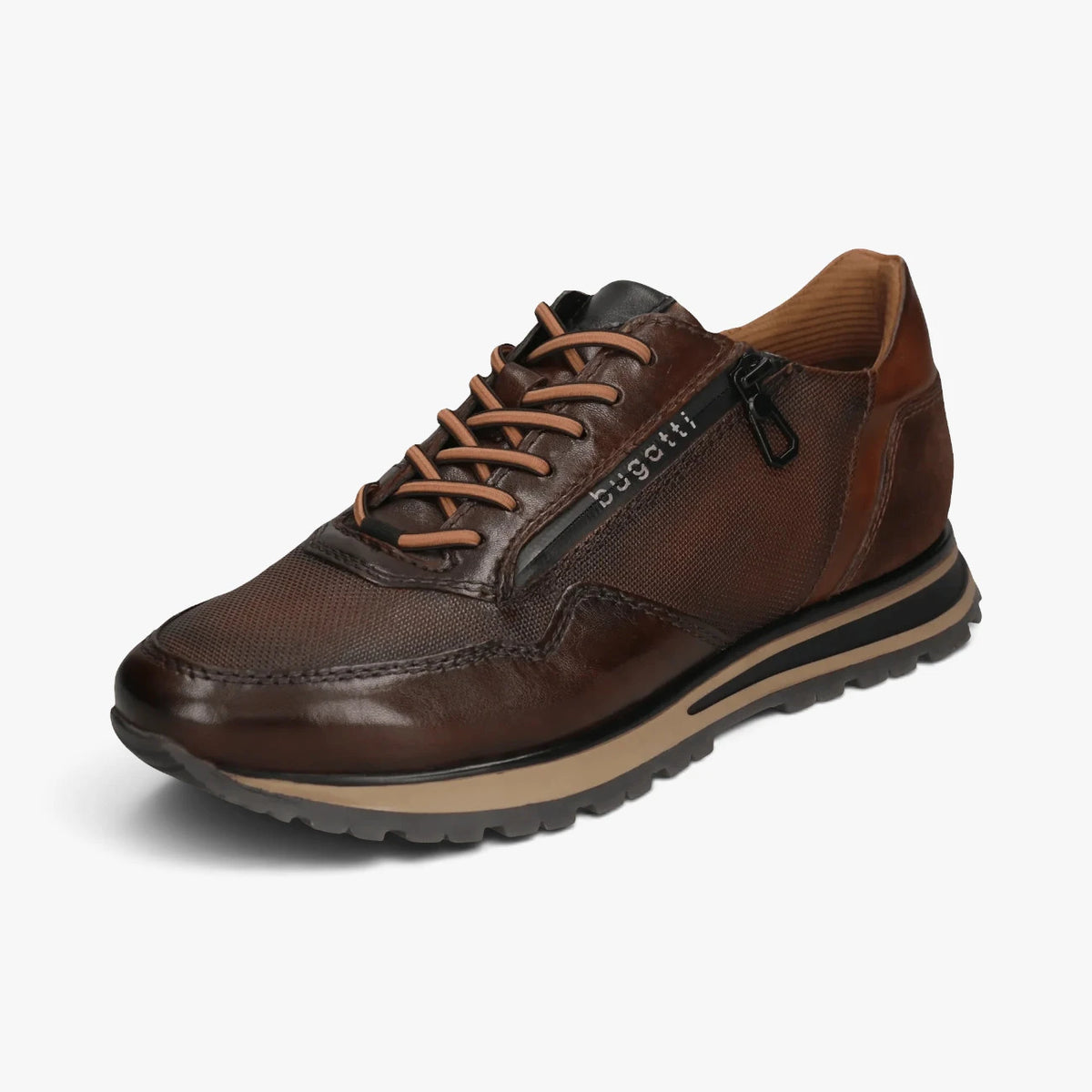 Bugatti Philip Brown Leather Trainer with Zip