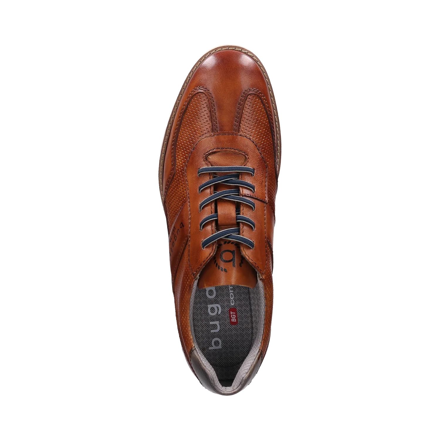 Bugatti Perforated Cognac Leather Lace-Up Shoes