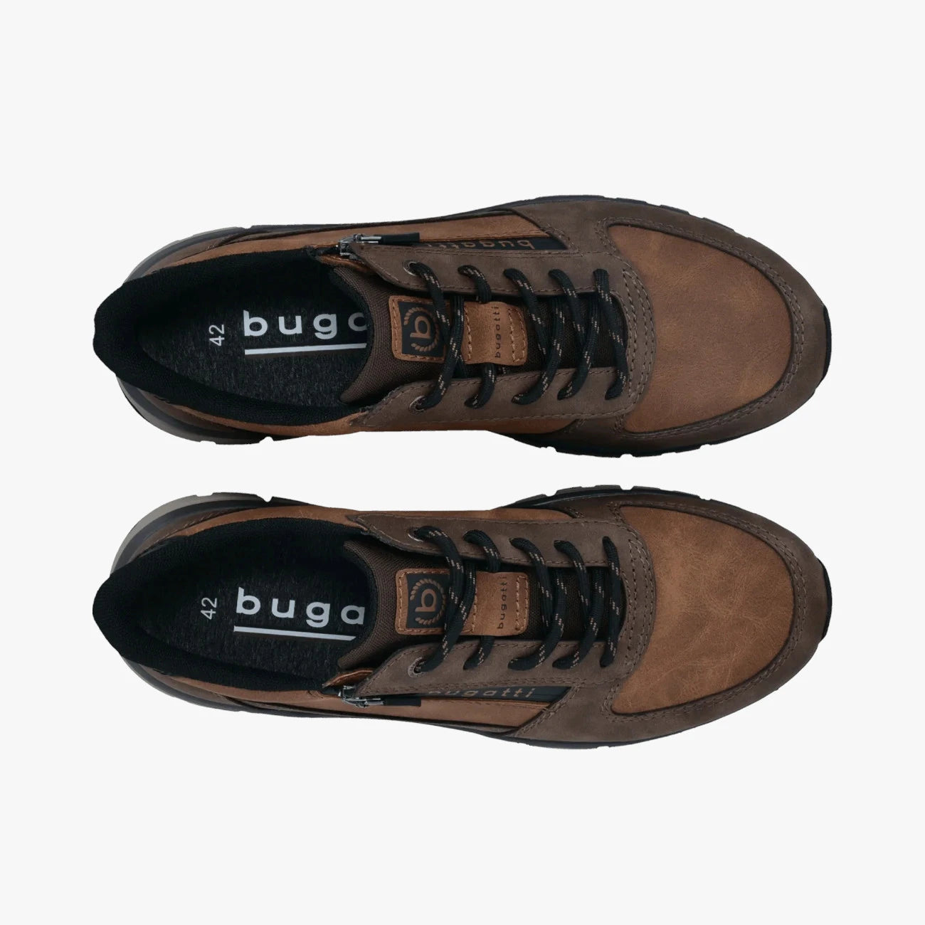 Bugatti Brown Extra Wide Fit Trainer with Zip