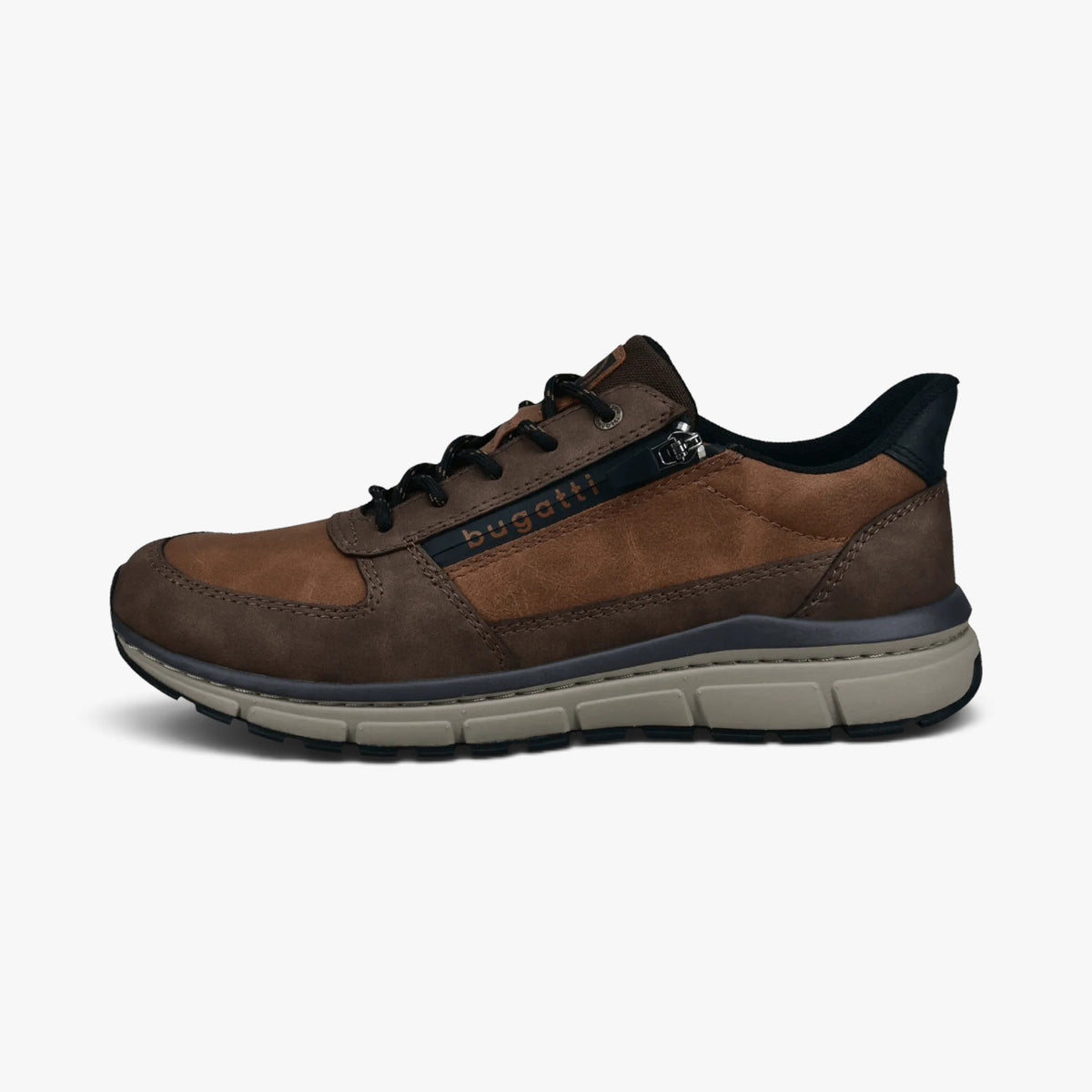 Bugatti Brown Extra Wide Fit Trainer with Zip