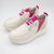 Jose Saenz Women’s Slip-On Moccasin – Off-White & Pink with Bungee Laces - Leavys Shoes