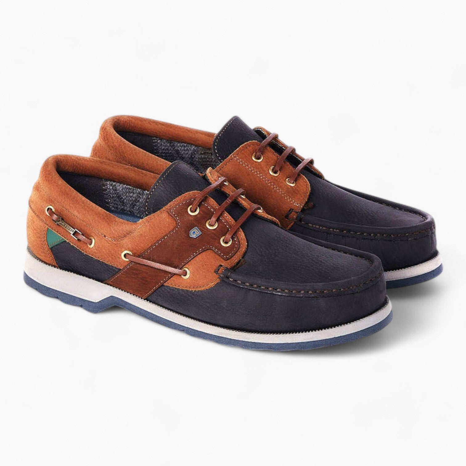 Dubarry Clipper Deck Shoe - Navy/Brown: High-Performance Luxury Gortex Boat Shoe - Leavys Shoes