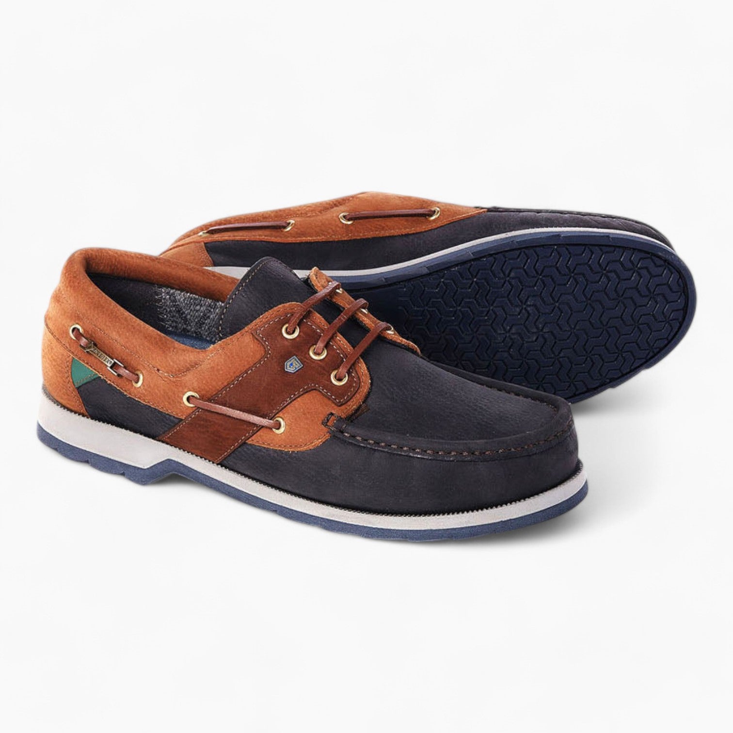 Dubarry Clipper Deck Shoe - Navy/Brown: High-Performance Luxury Gortex Boat Shoe - Leavys Shoes