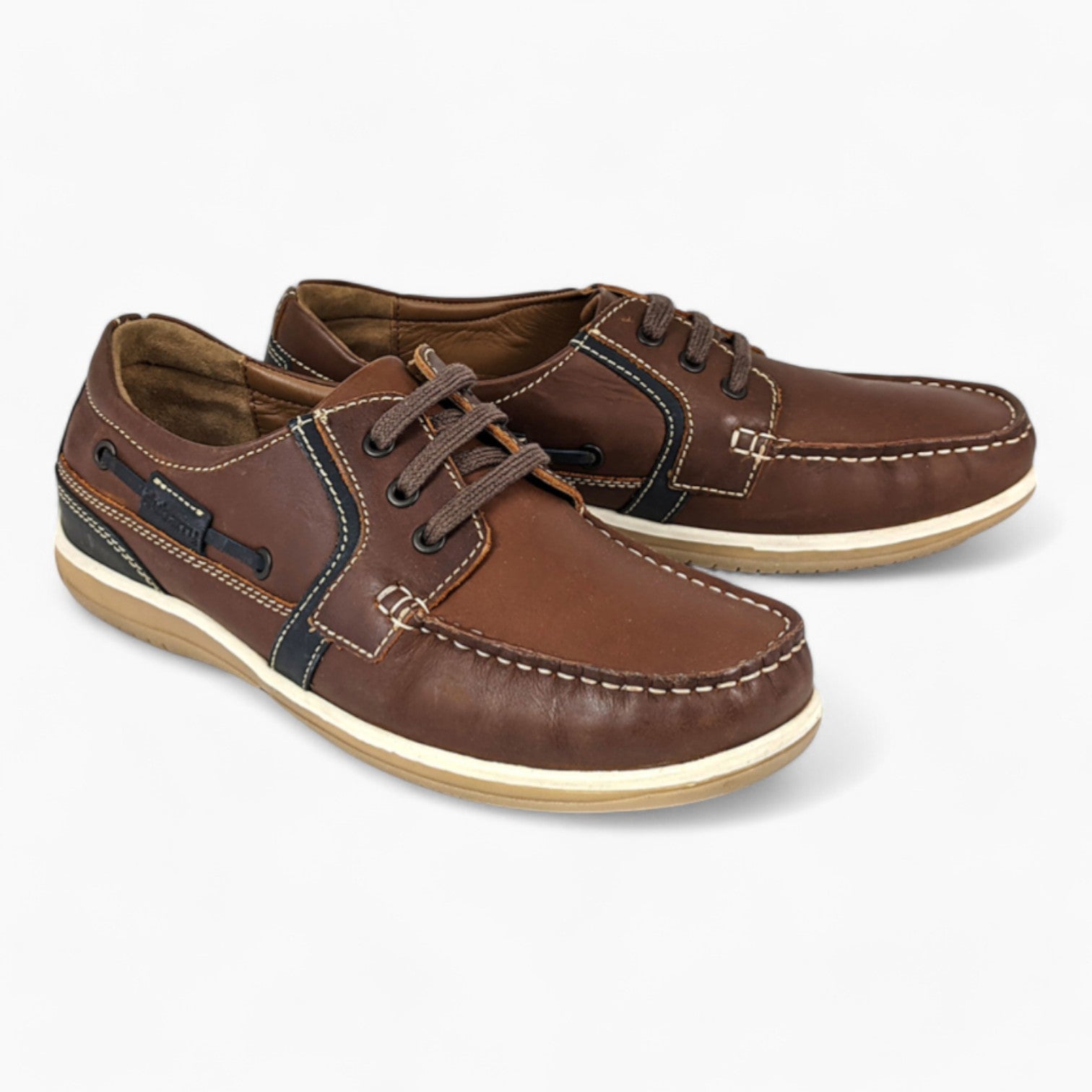 Brown Wide-Fit Lace-Up Shoes with Navy Detail - Dubarry Sheen - Leavys Shoes