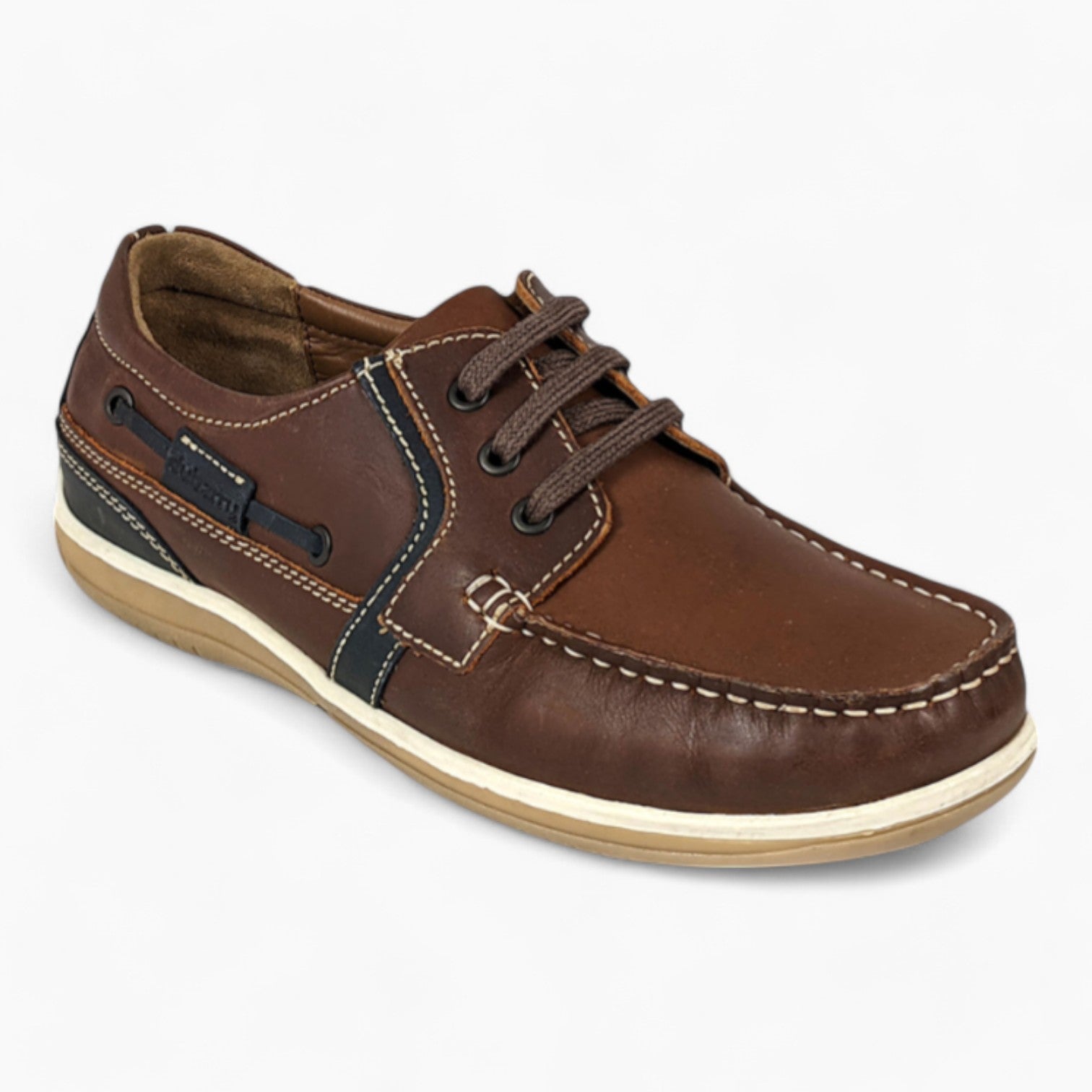 Brown Wide-Fit Lace-Up Shoes with Navy Detail - Dubarry Sheen - Leavys Shoes