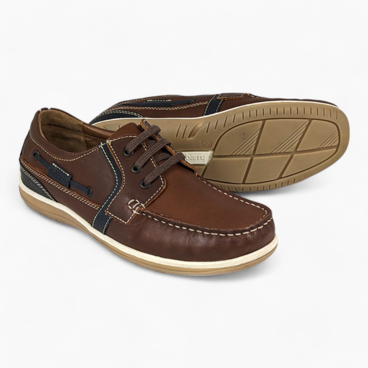 Brown Wide-Fit Lace-Up Shoes with Navy Detail - Dubarry Sheen