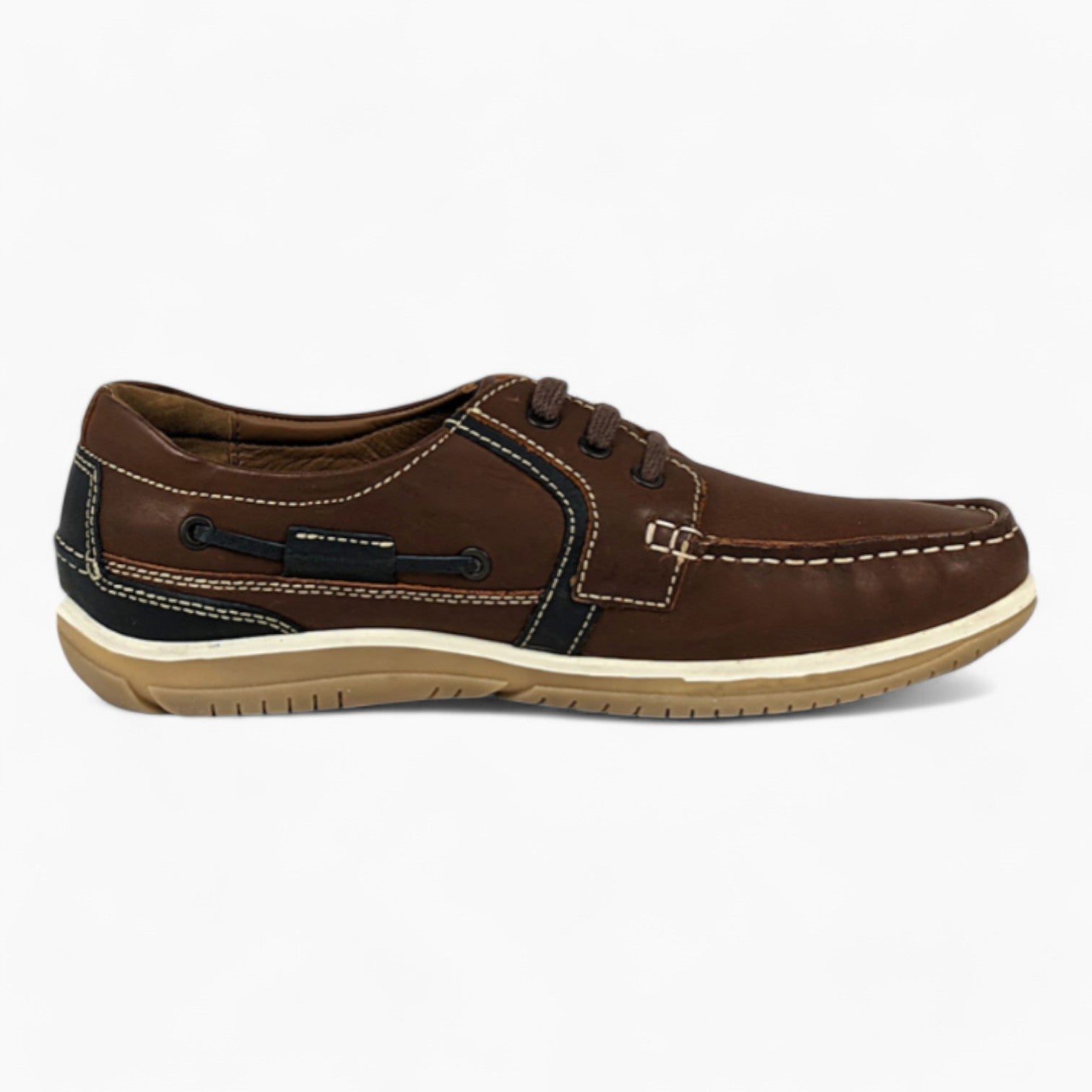 Brown Wide-Fit Lace-Up Shoes with Navy Detail - Dubarry Sheen