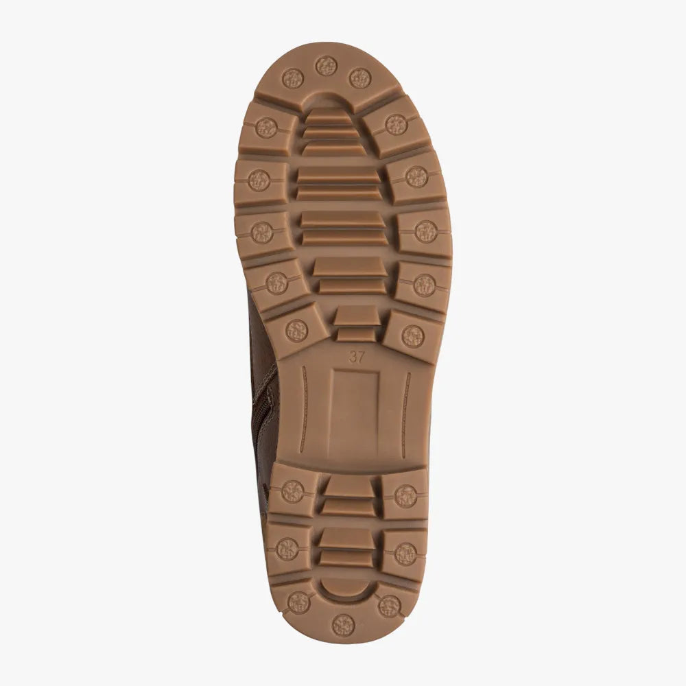 s.Oliver Cognac TEX Hiker Boots with Faux-Fur Collar - Leavys Shoes