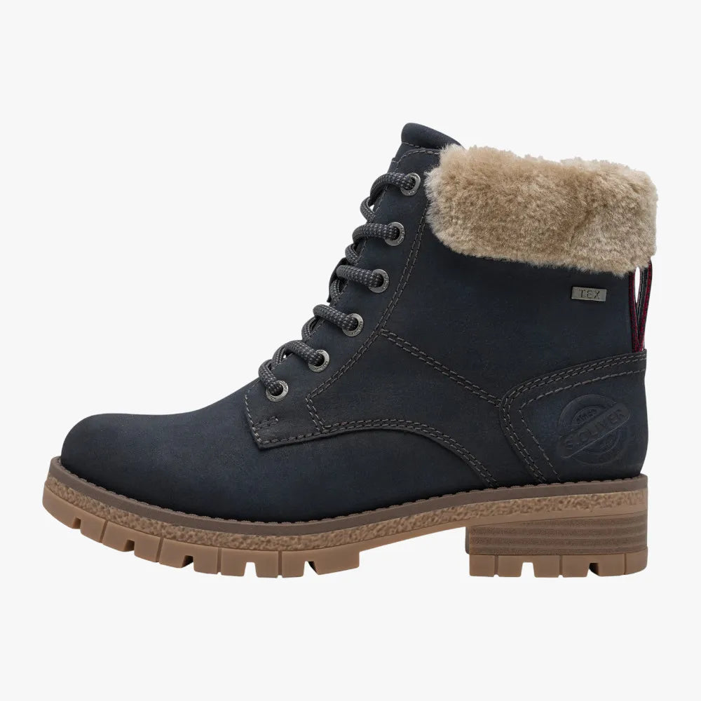 s.Oliver Navy Hiker Boots with TEX – Soft Foam Comfort - Leavys Shoes