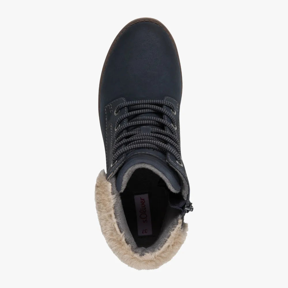 s.Oliver Navy Hiker Boots with TEX – Soft Foam Comfort - Leavys Shoes