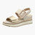 s.Oliver Women’s Velcro Wedge Sandal – Champagne with Buckle Detail