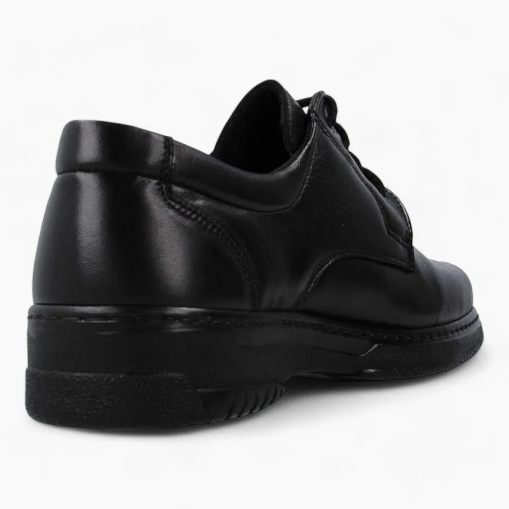Pinoso’s Men’s Black Blucher – Seamless, Wide Fit for Sensitive Feet - Leavys Shoes