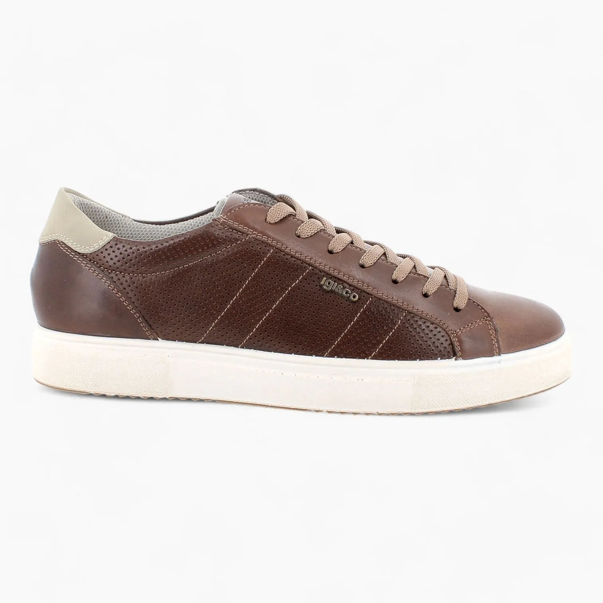 Igi &amp; Co Men&#39;s Smooth Brown Leather Runner Shoes with Memory Foam Insole - Leavys Shoes