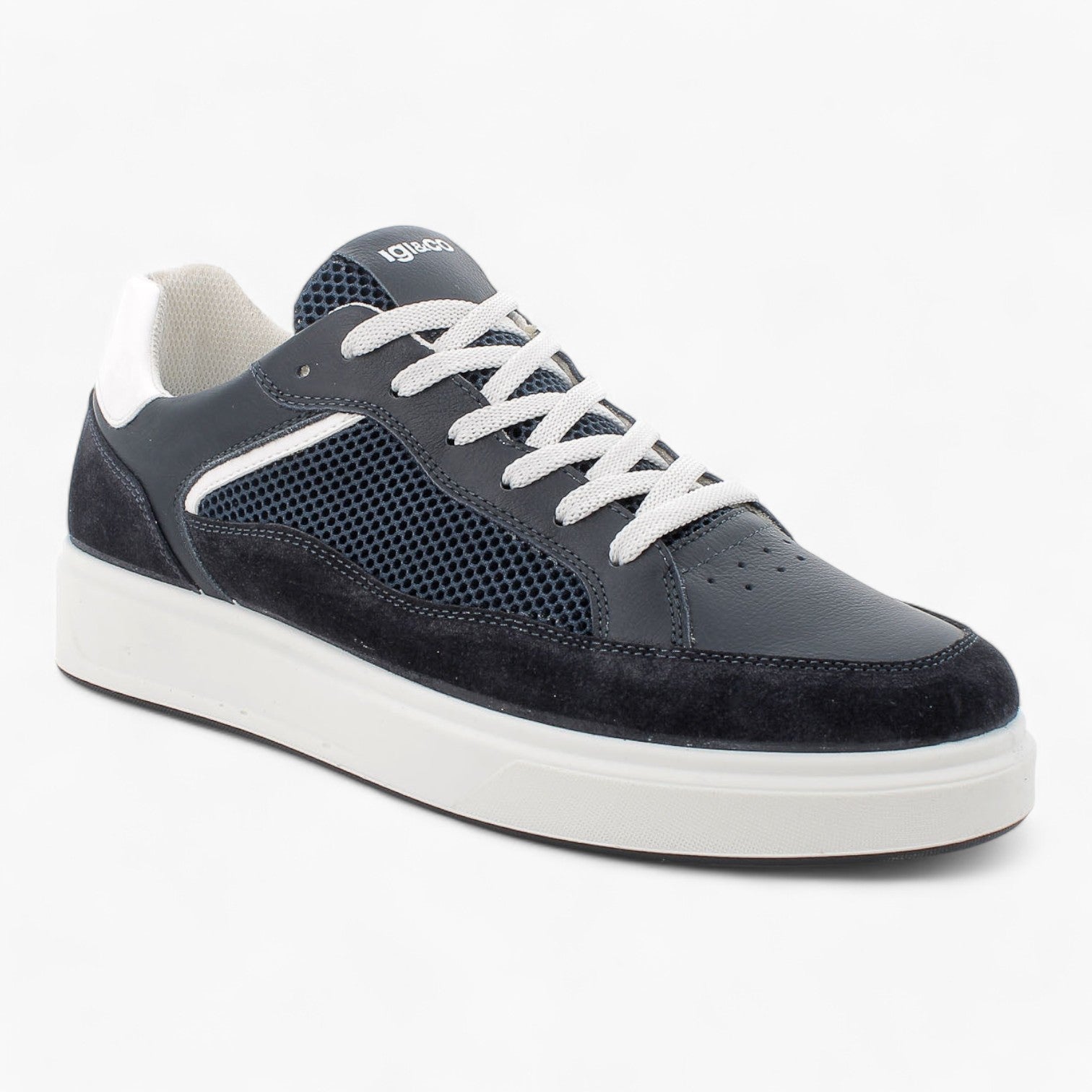 Igi & Co Men's Navy Runner Shoes with White Detailing and Breathable Design - Leavys Shoes