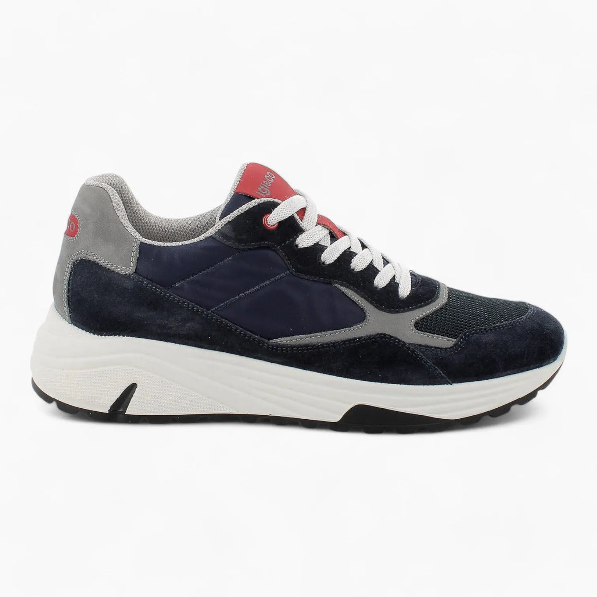 Igi &amp; Co Men&#39;s Navy Runner Shoes with Red Accents and Memory Foam Insole - Leavys Shoes