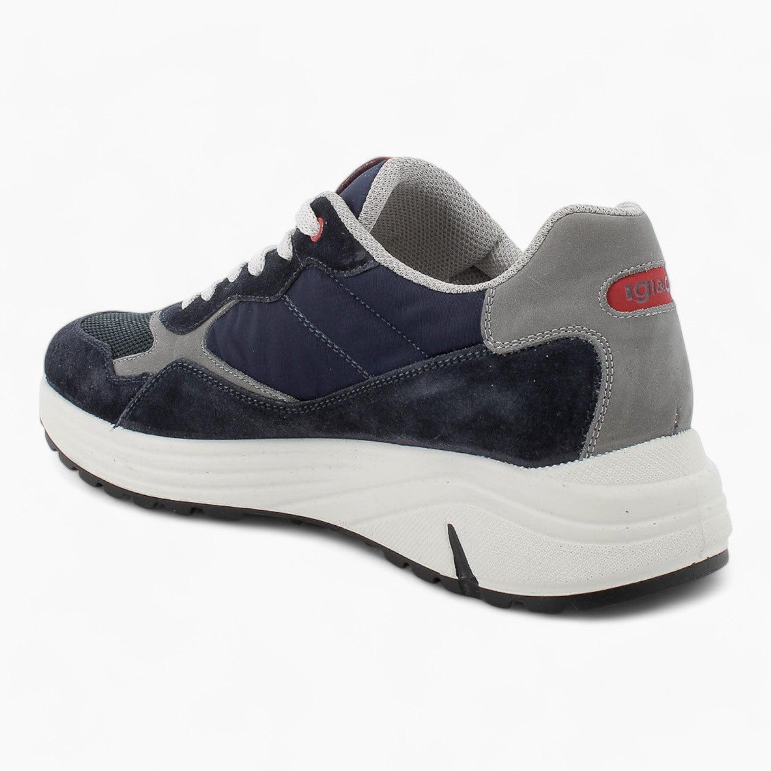 Igi & Co Men's Navy Runner Shoes with Red Accents and Memory Foam Insole