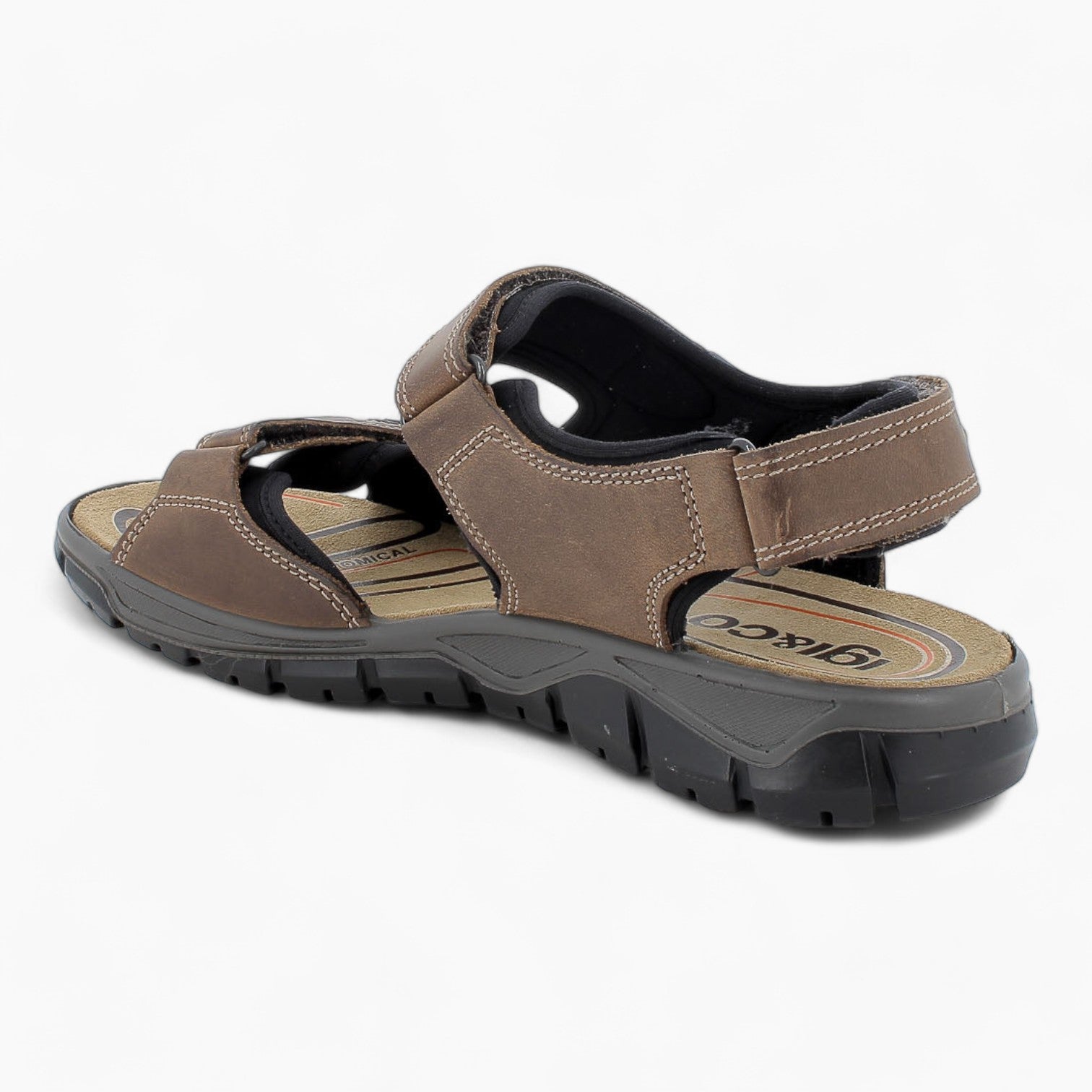 Igi & Co Men's Brown Leather Sandals with Memory Foam and Arch Support