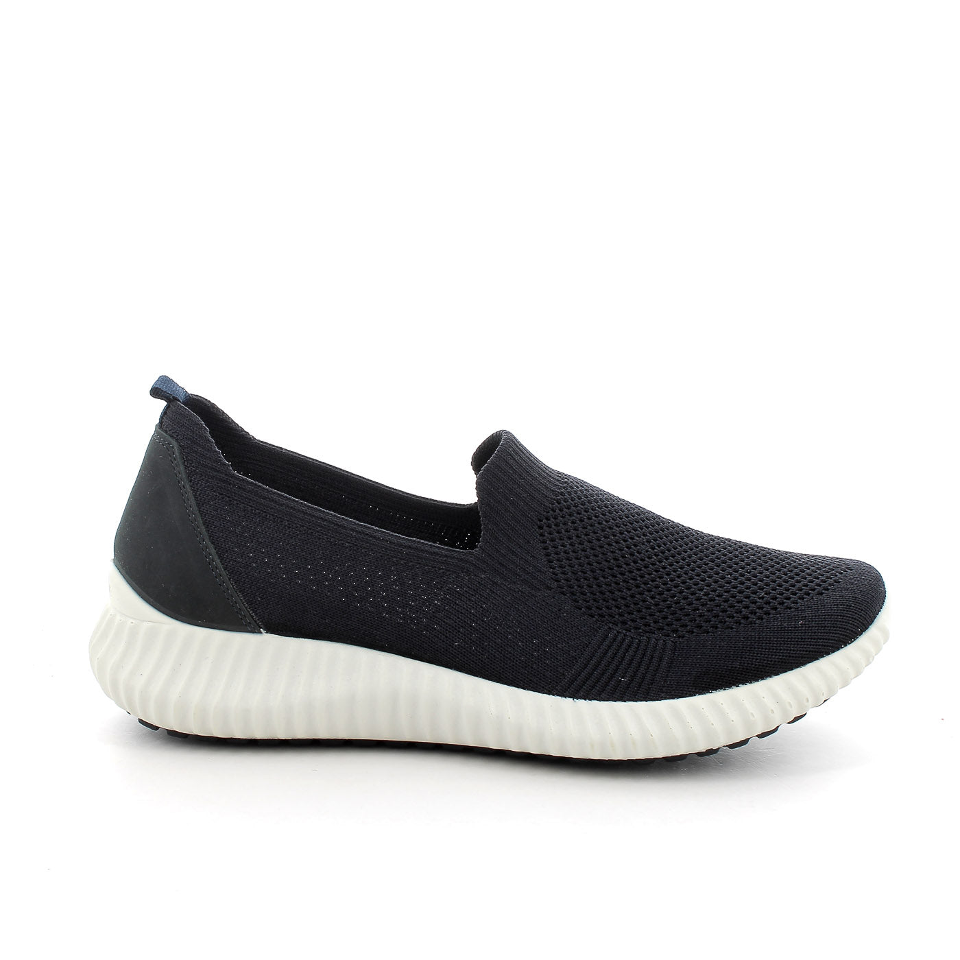  Sleek view of IGI & Co Italian Runner Sneakers with black textile upper and white sole.