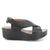  Elegant view of IGI & Co Black Leather Wedge Sandals with crossover straps.