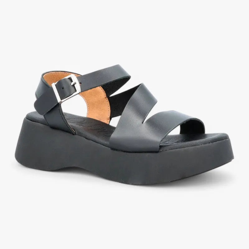 Oh! My Sandals Black Leather Platform Sandals - Leavys Shoes