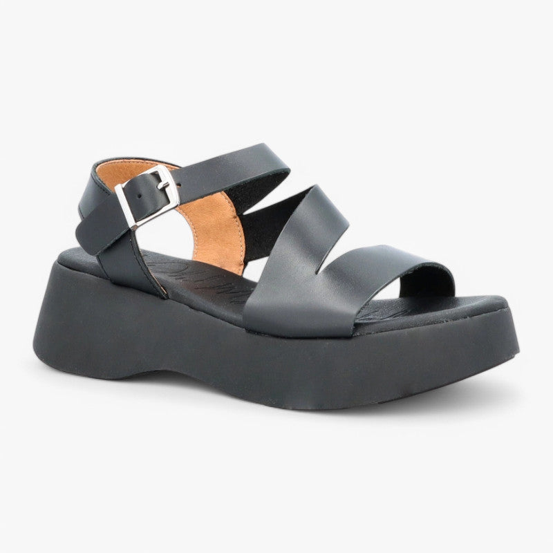 Oh! My Sandals Black Leather Platform Sandals