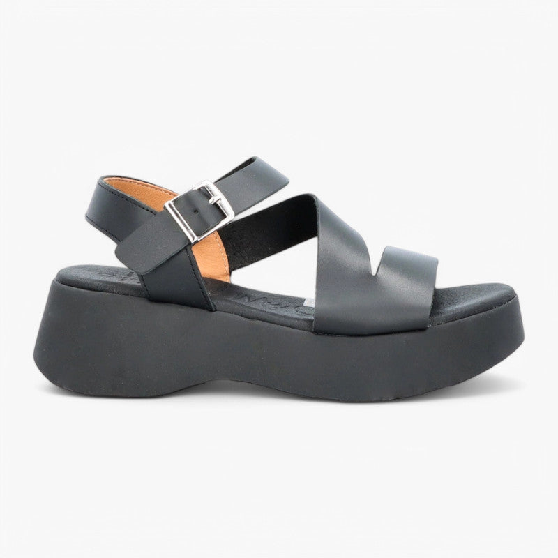 Oh! My Sandals Black Leather Platform Sandals