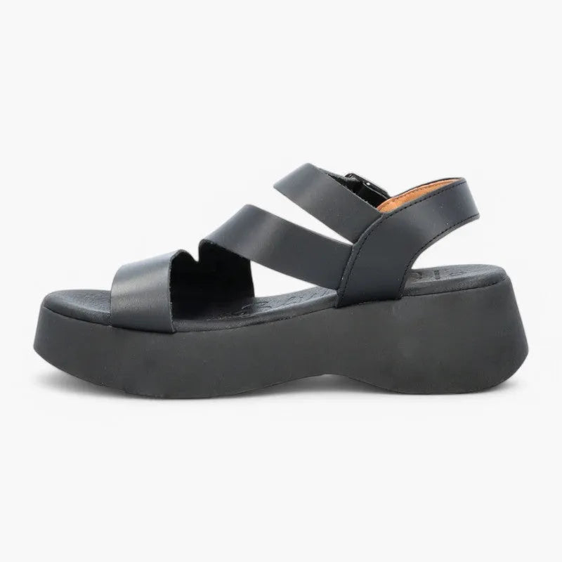 Oh! My Sandals Black Leather Platform Sandals - Leavys Shoes