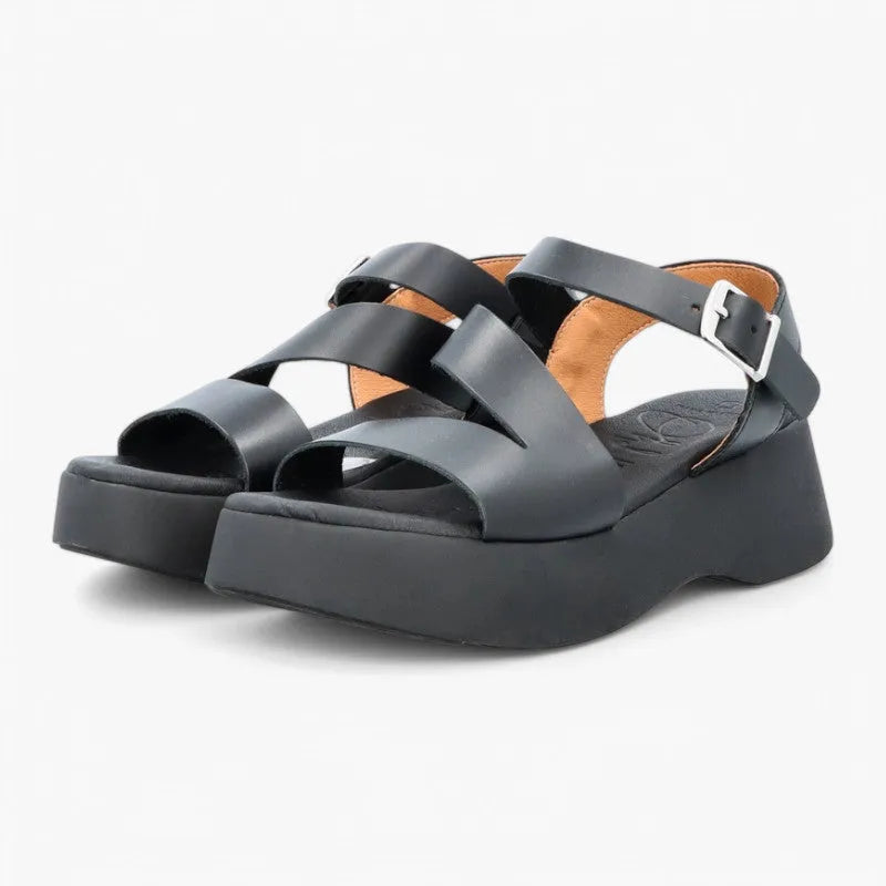 Oh! My Sandals Black Leather Platform Sandals - Leavys Shoes
