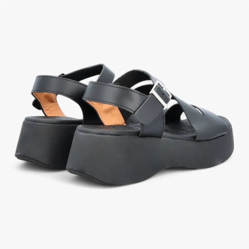 Oh! My Sandals Black Leather Platform Sandals - Leavys Shoes