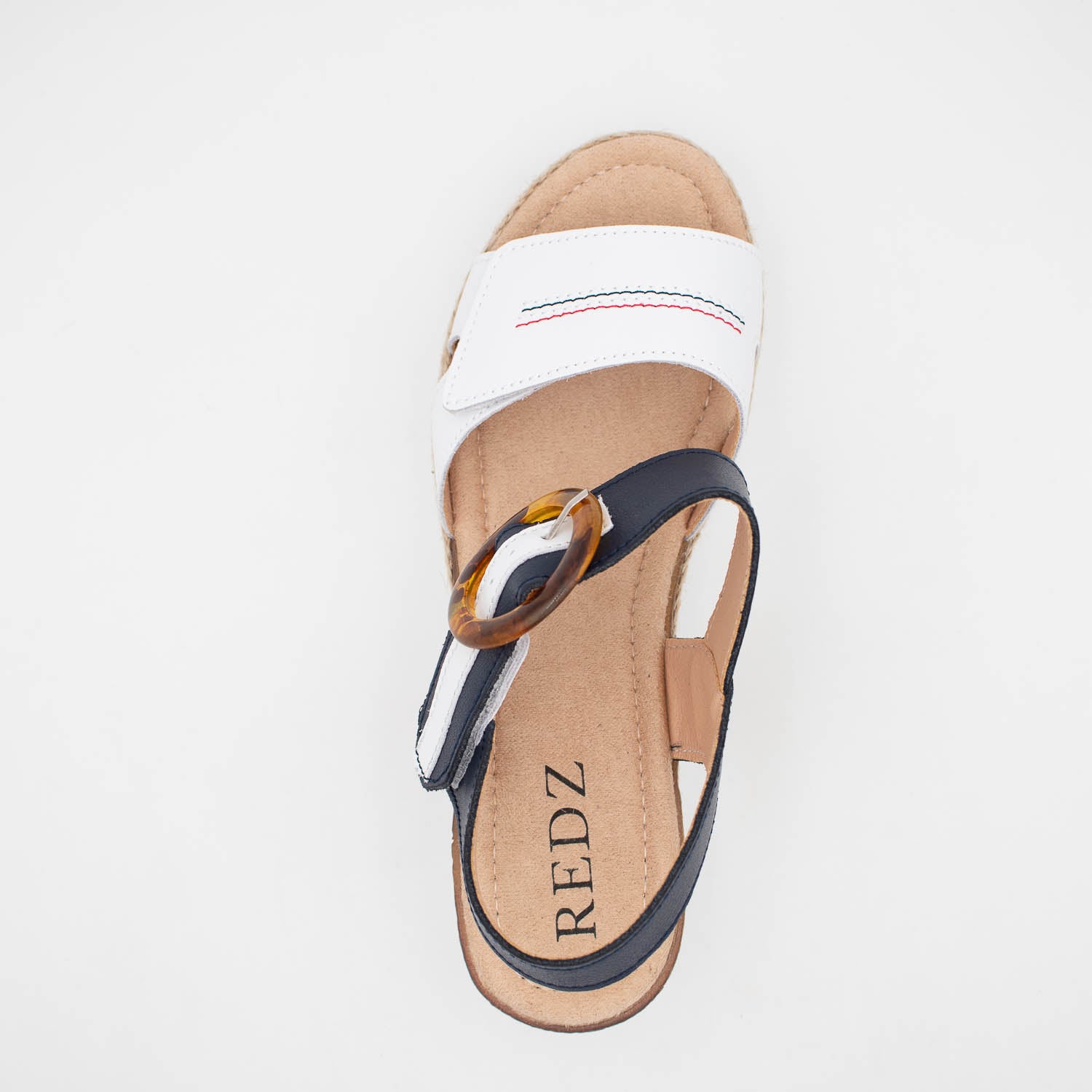 Redz White & Navy Wedge Sandal – Espadrille-Inspired Summer Style - Leavys Shoes