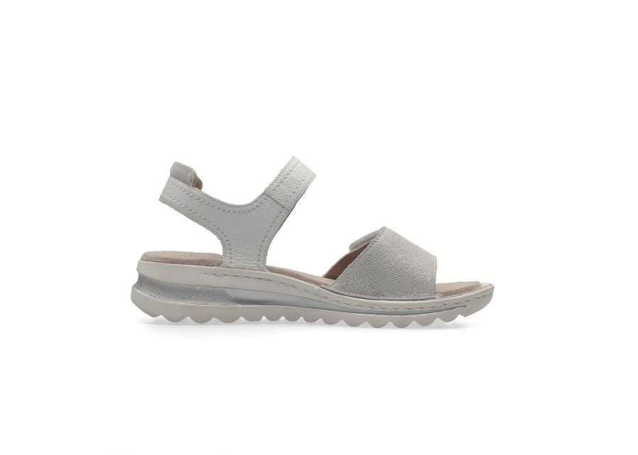 Ara White Sandals with Silver Details and Adjustable Velcro Straps
