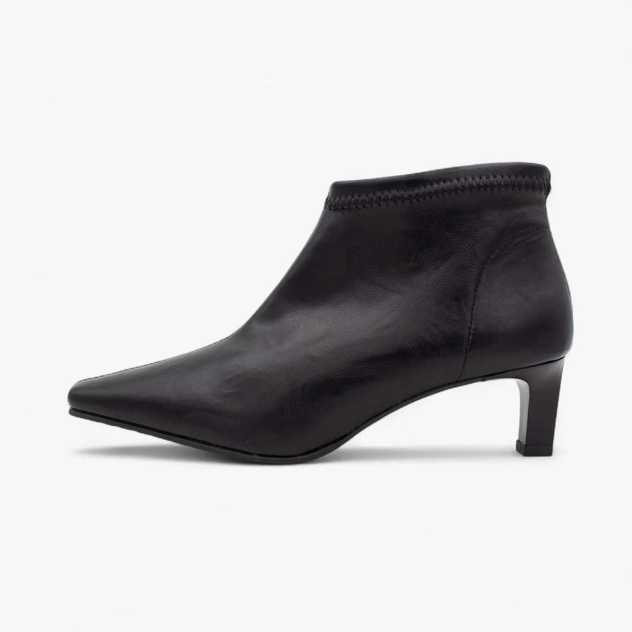 Black ankle boot on a white background
