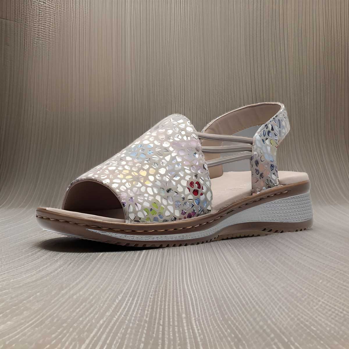 Ara Grey Suede Wide Fit Sandals with Multicoloured Details