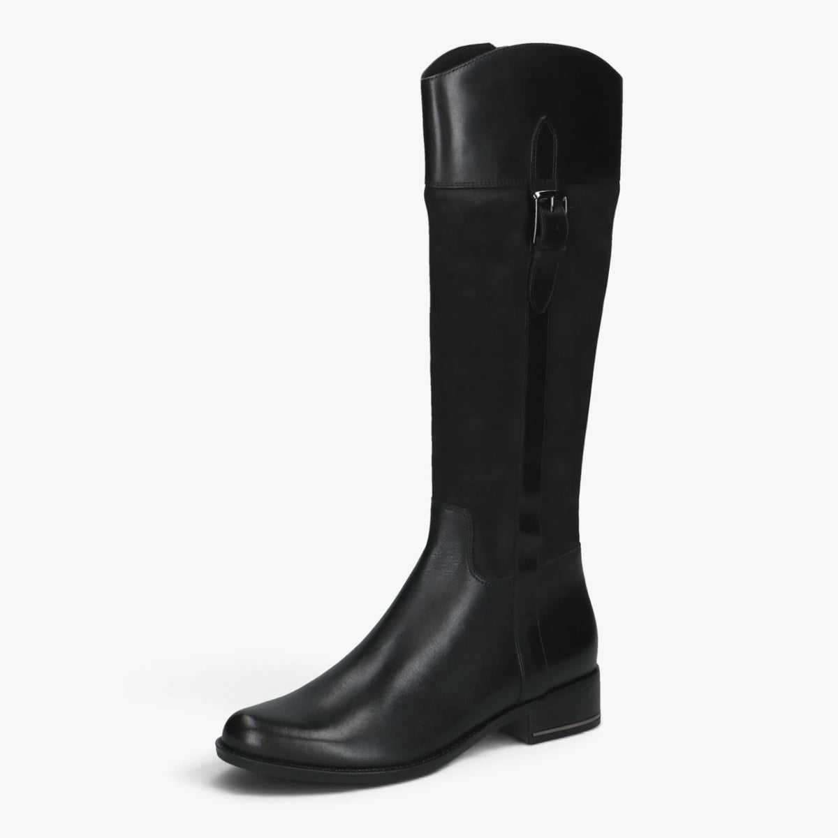 Caprice Black Leather Knee-High Riding Boots