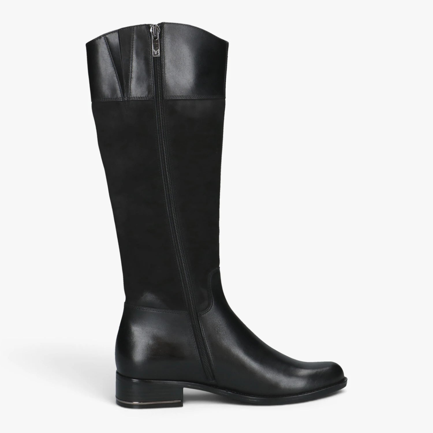 Caprice Black Leather Knee-High Riding Boots
