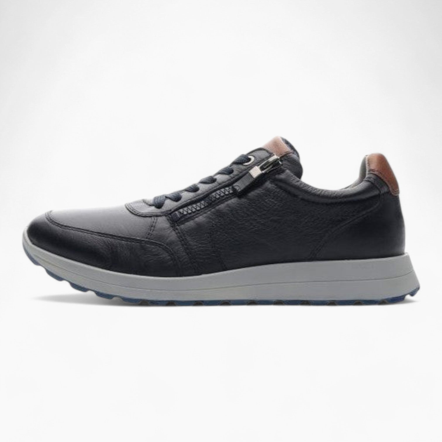 Ara Navy Leather Lace-Up Shoes with Brown Details and Gore-Tex