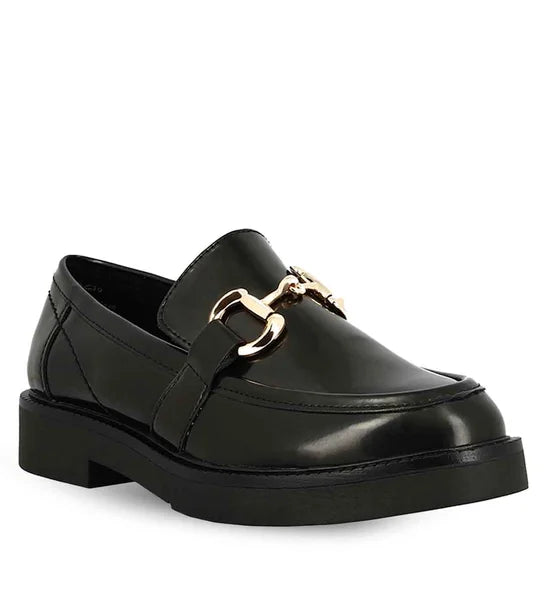 Marco Tozzi Black Moccasins with Metallic Detail