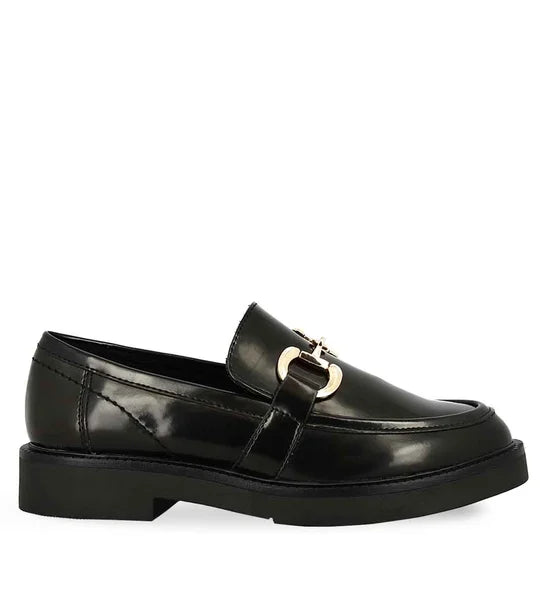 Marco Tozzi Black Moccasins with Metallic Detail - Leavys Shoes