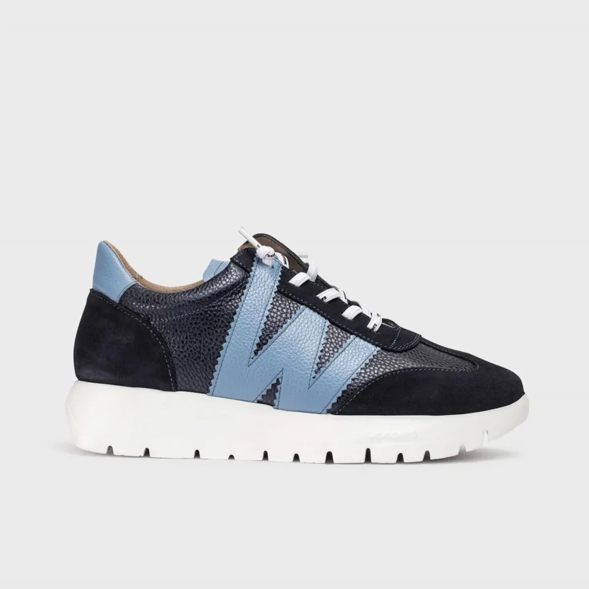 Wonders Racer Navy & Sky Leather Sneakers, WondersFly - Leavys Shoes
