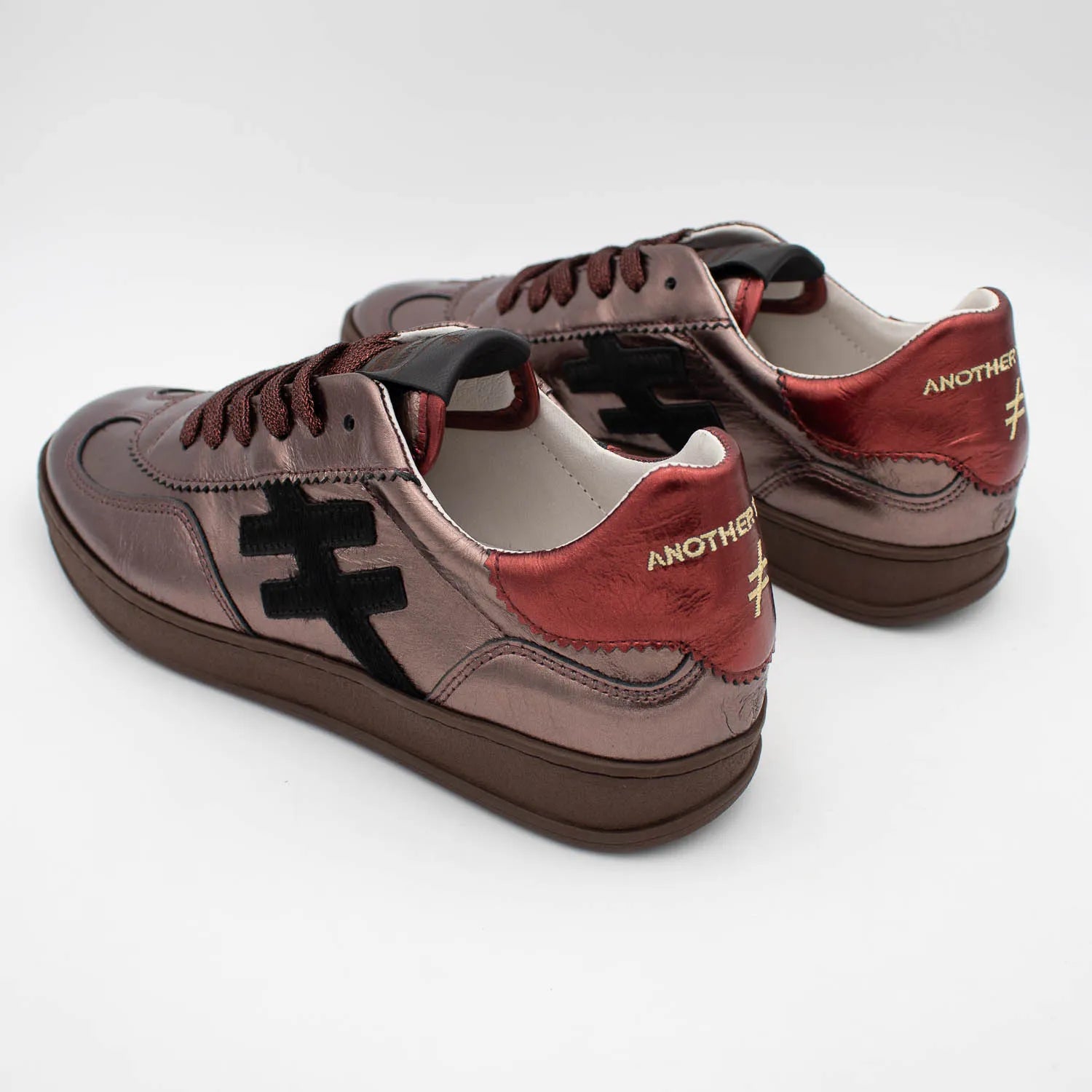 Another Trend LAS VEGAS Smoke Metallic Trainers with Hair-On Logo - Leavys Shoes