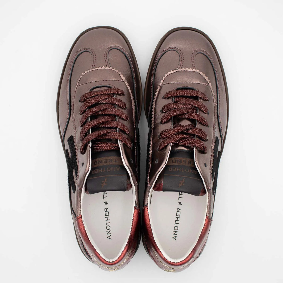 Another Trend LAS VEGAS Smoke Metallic Trainers with Hair-On Logo - Leavys Shoes