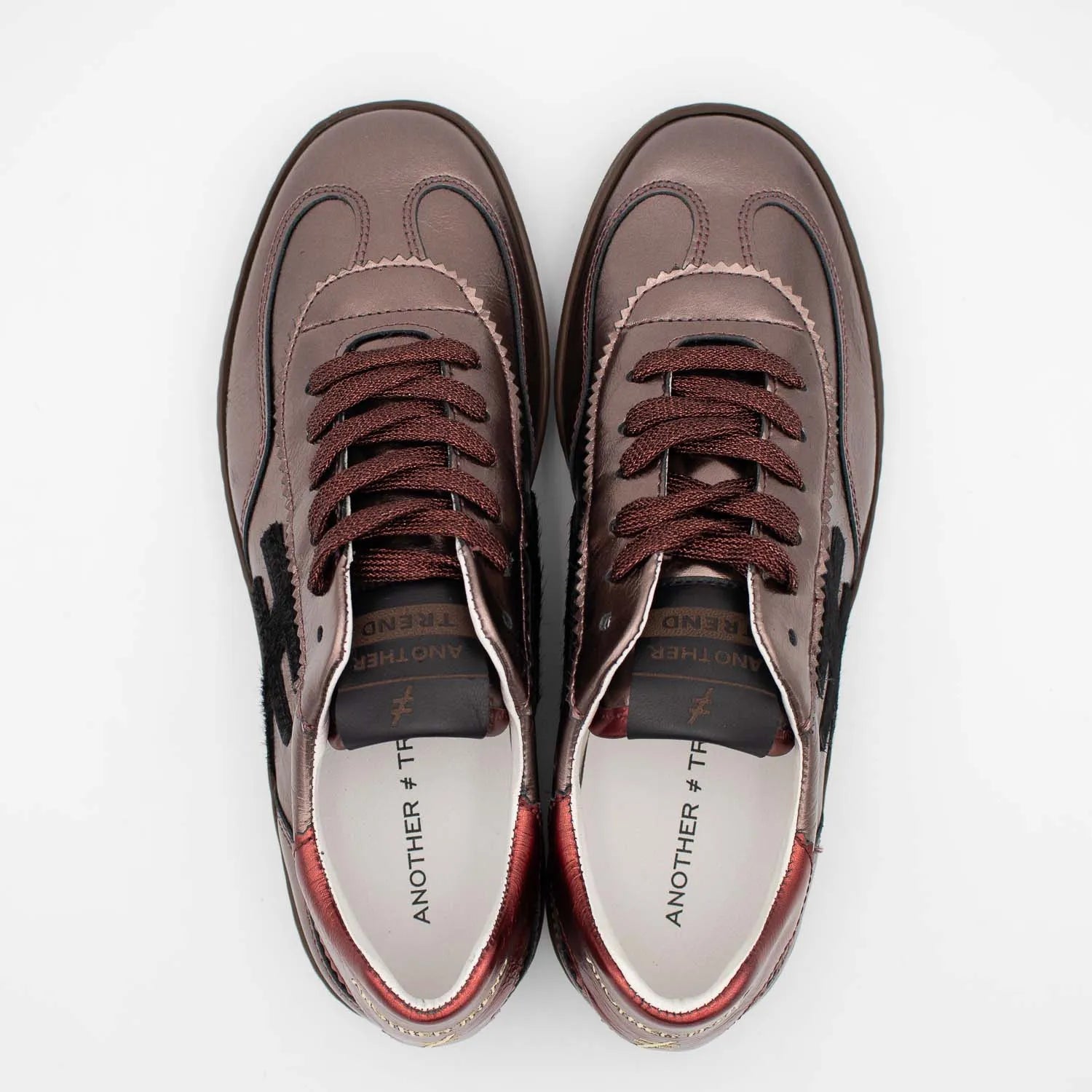 Another Trend LAS VEGAS Smoke Metallic Trainers with Hair-On Logo - Leavys Shoes