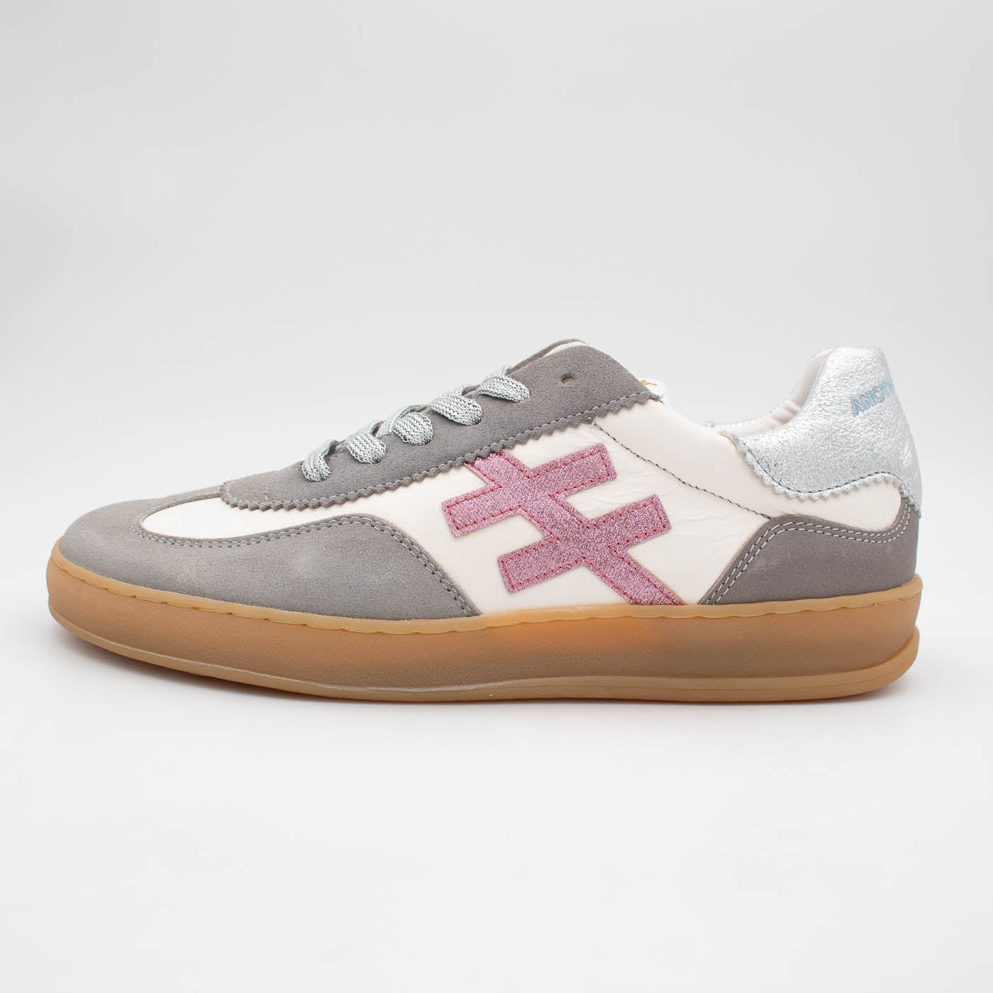 Another Trend ICONIC II Grey White and Silver Trainer (Metallic Logo) - A032C100