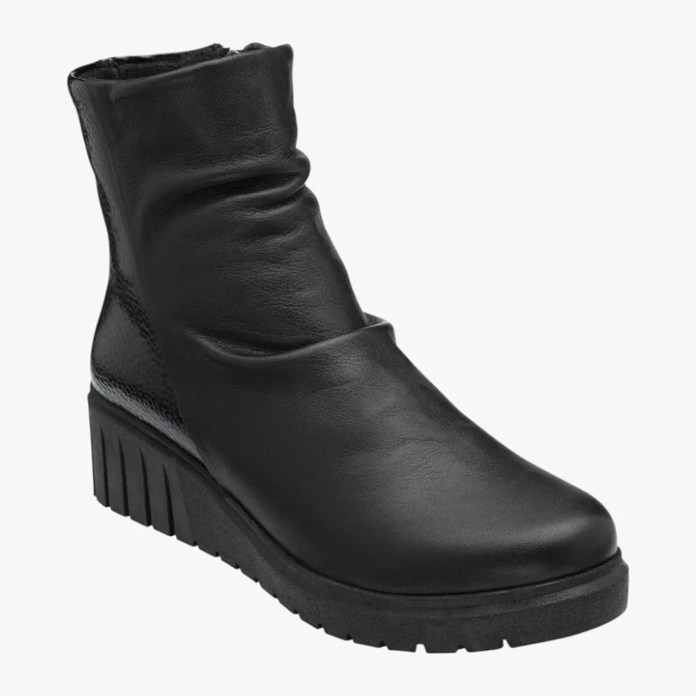 Lotus ‘Adlee’ Black Leather Ankle Boots (Removable Insole) - Leavys Shoes