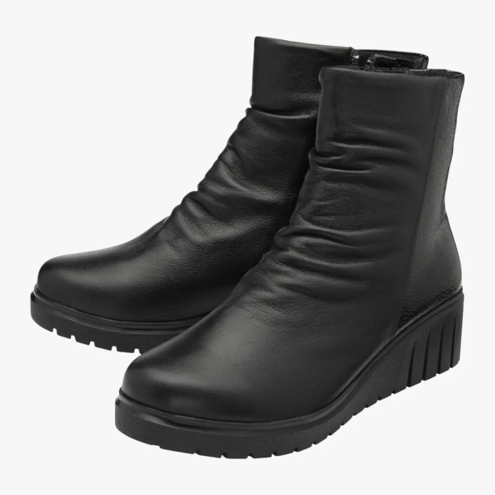 Lotus ‘Adlee’ Black Leather Ankle Boots (Removable Insole) - Leavys Shoes