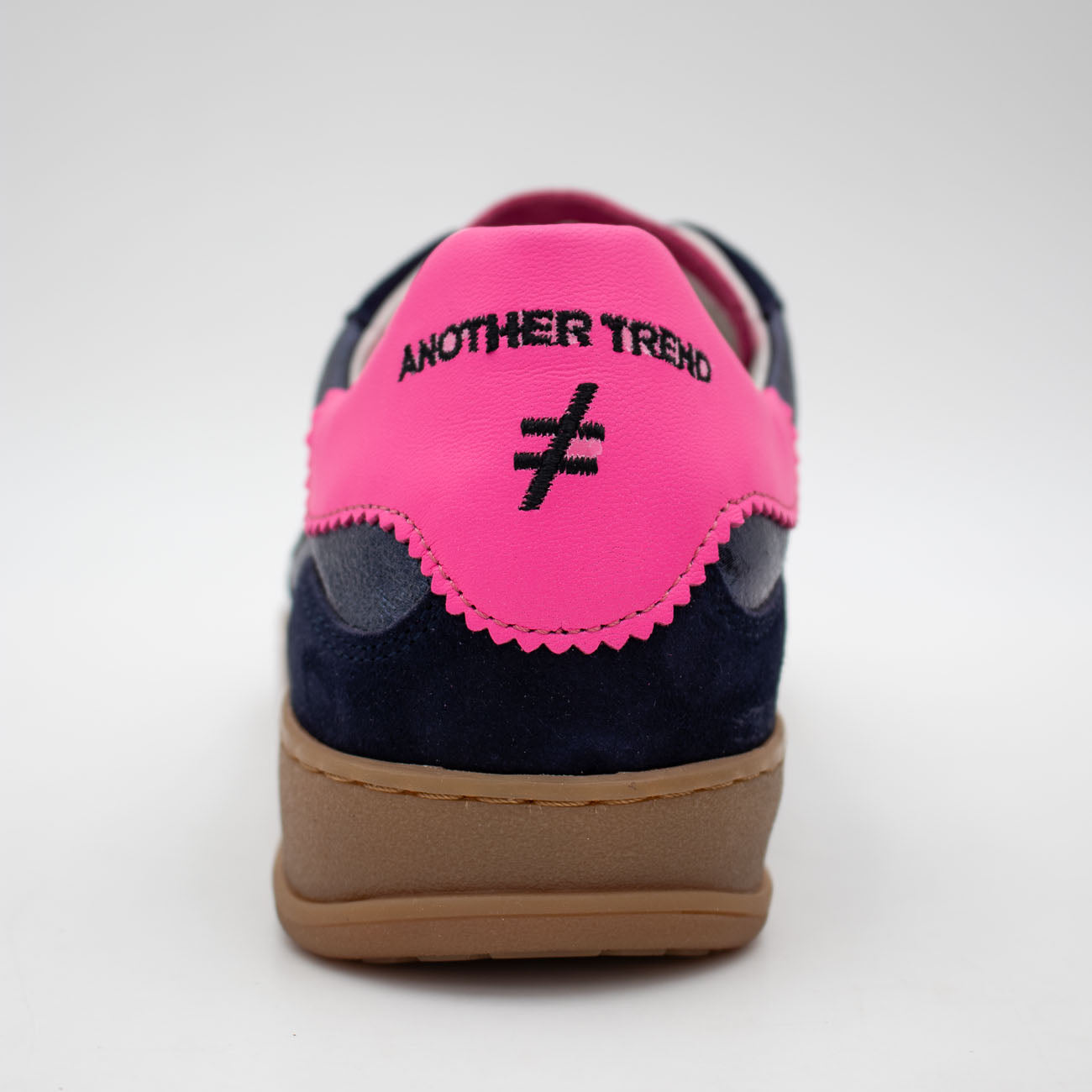 Another Trend Iconic II Navy Leather Trainer with Pink Detail