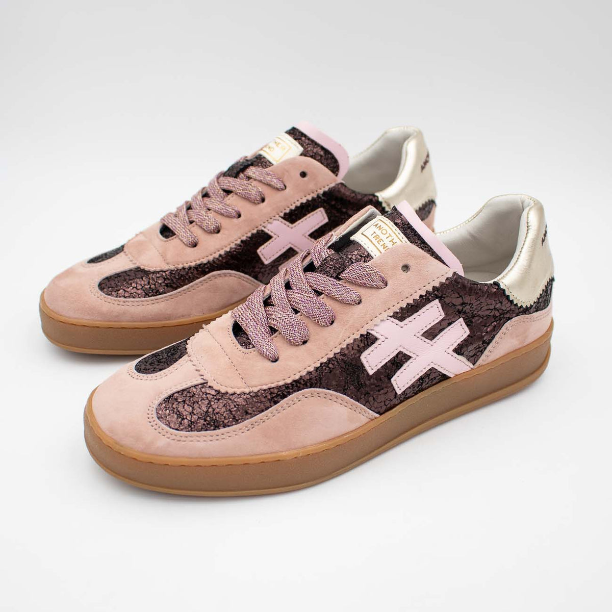 Another Trend Iconic II Blush Pink Metallic Leather Trainer